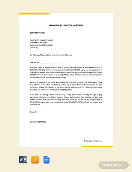 immigration letter  support template   letters