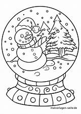 Coloring Snow Globes Pages Globe Winter Comments Schneekugel Snowman Grade sketch template