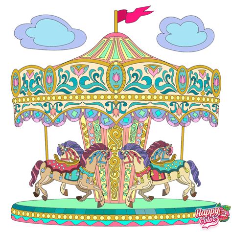 golden carousel happy colors coloring apps carousel horses