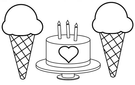 birthday cake  ice creams coloring page