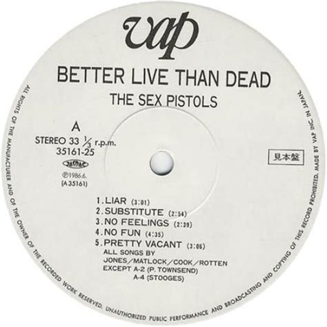 Sex Pistols Better Live Than Dead Japanese Promo Vinyl Lp Album Lp
