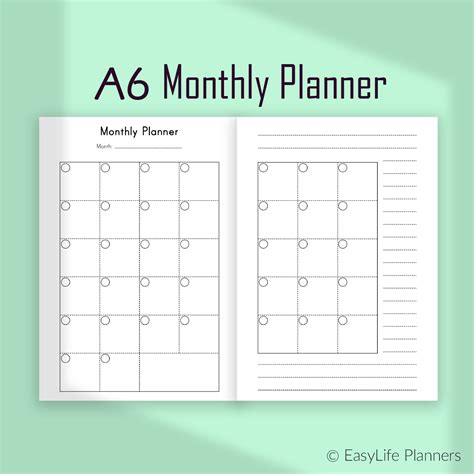 travelers notebook inserts monthly planner  tn inserts etsy