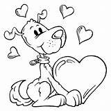 Coloring Pages Valentines Dog Heart sketch template