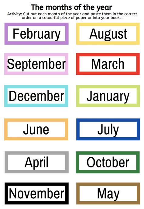 printable months   year