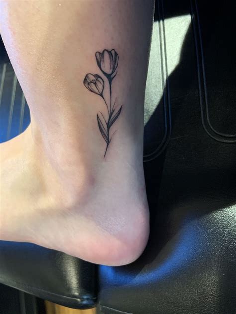 Delicate Tulips in 2020 | Tulip tattoo, Inside ankle