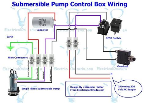 single phase  wire submersible pump control box wiring diagram elec pinterest