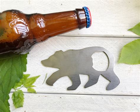 bear bottle opener   recycled raw steel rustic cabin etsy