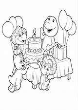 Coloring Pages Barney Birthday Printable Friends Kids Happy Popular Cartoon sketch template