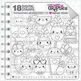Pineapple Stamp Digi Commercial Digital Digistamp Coloring Graphic Use Cute Il sketch template