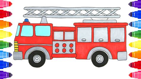 draw  fire truck  kids coloring page  kids youtube