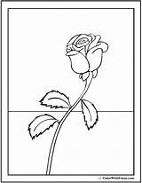 Rose Coloring Pages Stem Long Color Pdf Printables Single Drawing Printable Customize Getdrawings Colorwithfuzzy sketch template