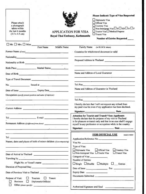 thailand visa application form pdf travel visa official documents