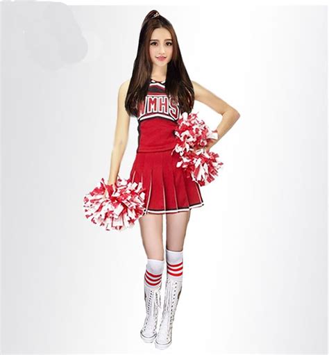 women cheerleader costume cheer girls uniform tops with skirt high