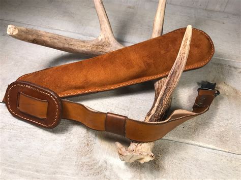 handmade  padded buck head leather rifle sling  initials included original art sling