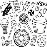 Drawing Candy Pages Sweet Drawings Snacks Cute Doodle Doodles Coloring Food Chocolate Society6 sketch template