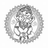 Ganesha Ganesh Ornate Colorir Tatuaggi Adulti sketch template