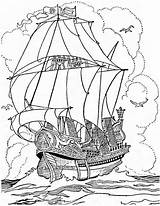 Coloring Ship Pirate Pages Colouring Printable Drawing Sunken Big Galleon Pirates Ships Pearl Adults Navy Anchor War Boat Kids Adult sketch template