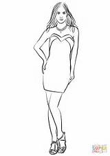 Coloring Dress Prom Short Fashion Pages Strapless Printable People Supercoloring sketch template