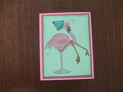 Sarasota Stamps Drunk Flamingo Sketches Cards Art