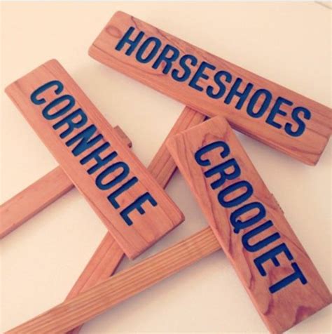 wooden signs   horseshoes horses  croquet