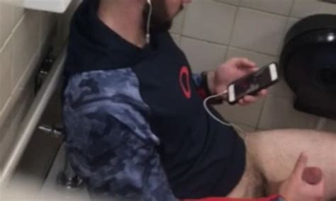 bearded dude caught wanking in a public toilet spycamfromguys hidden cams spying on men