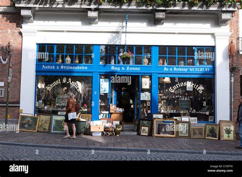 antique shop  bruges belgium stock photo alamy