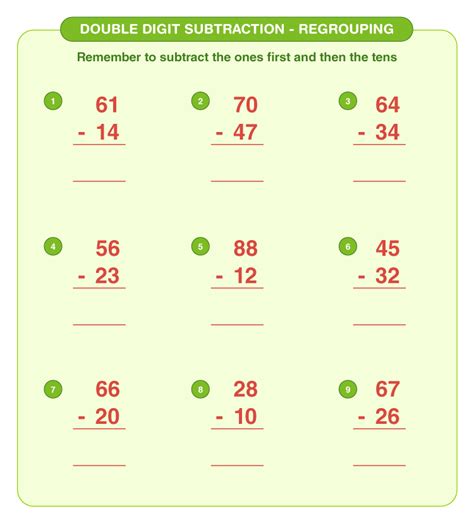 double digit subtraction worksheets