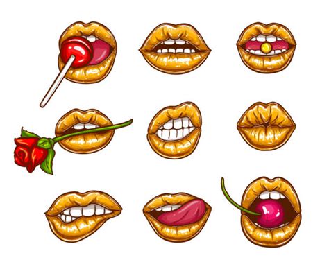 Gold Lips Illustrations Royalty Free Vector Graphics