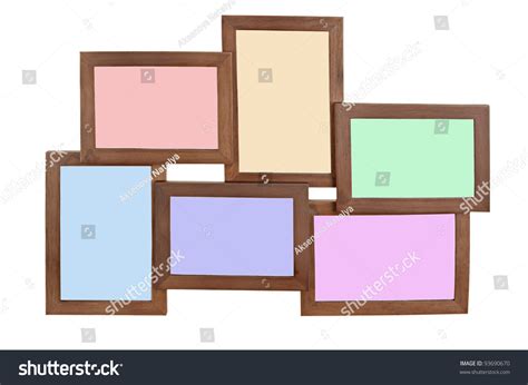wooden combined photoframe   frames isolated   white