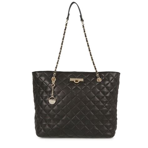 dkny quilted leather tote  black lyst