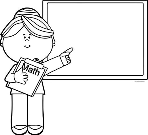 english teacher math board coloring page school coloring pages