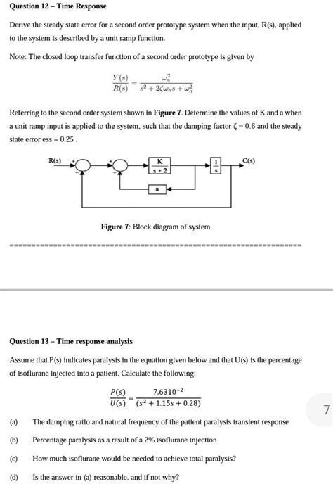 solved question  time response derive  steady state error    order prototype