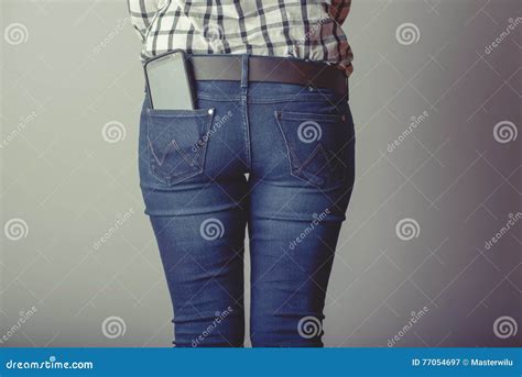Smartphone In The Pocket Of Jeans Stock Image Image Of Girl