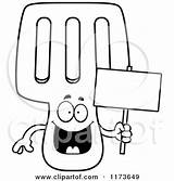 Clipart Coloring Vector Mascot Spatula Holding Sign Happy Cartoon Cory Thoman Outlined 2021 sketch template