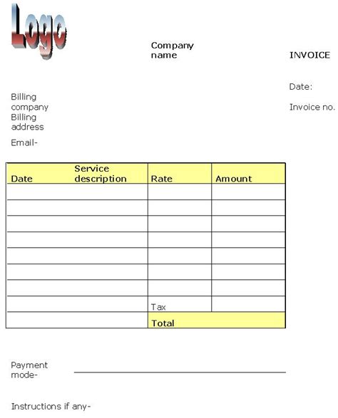 service invoice sample invoice templates