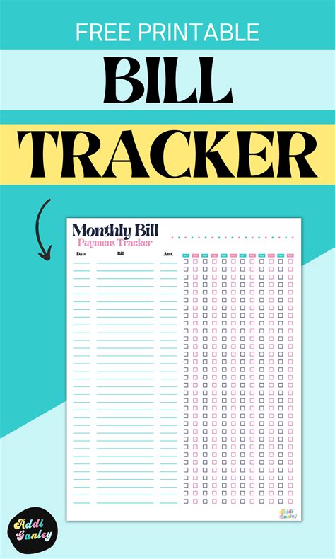 printable bill tracker manage  monthly expenses tracker