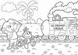 Dora Train Explorer Boots Coloring Printable Pages Clown Benny Ecoloringpage Colouring sketch template