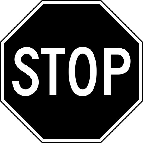 black  white stop sign clip art   black  white