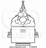 Wizard Plump Computer Desktop Using Old Clipart Thoman Cory Vector Cartoon Outlined Coloring Illustration Bald Shocked Royalty sketch template