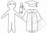 Graduation Paper Doll Pattern Gown Template Pages Coloring Cap Templates Girl sketch template