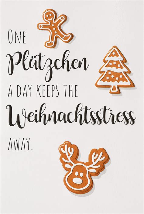 lustige weihnachtskarte mit originellem spruch und leckeren plaetzchen
