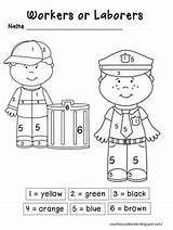 Labor Number Color Worksheets Community Crafts Helpers Numbers Printables Choose Board Kids Sight Word Career Preschool Puppets Finger sketch template