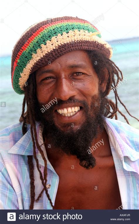 Portrait Of A Rastafarian Man In Negril Jamaica Stock