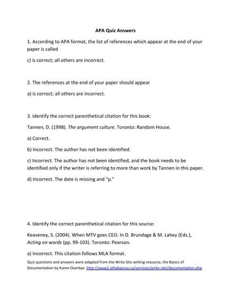 quiz answers     format  list  references
