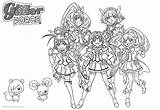 Glitter Force Coloring Pages Precure Characters Printable Kids Color Adults sketch template