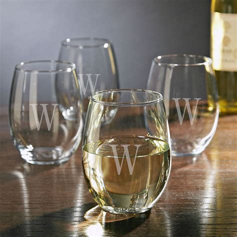 Personalized Stemless White Wine Glasses Set Of 4