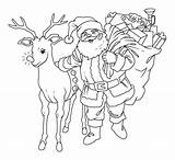 Coloring Santa Reindeer Pages Popular Print sketch template
