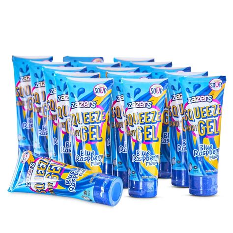 amazoncom zazers sour squeeze candy gel blue raspberry flavor candy