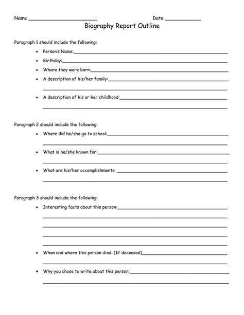 biography essay outline  biographical examples template