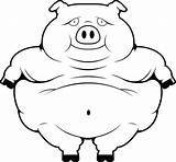 Pig Fat Pages Template Animal Cartoon Pigs Cute sketch template